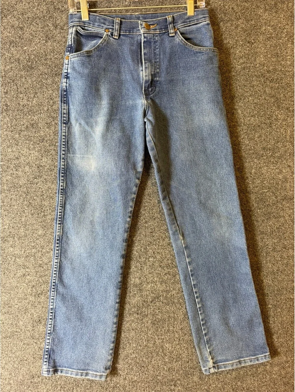 Wrangler Boys Size 18 Slim Blue Denim Jeans Cowboy Cut High Rise Stretch Western